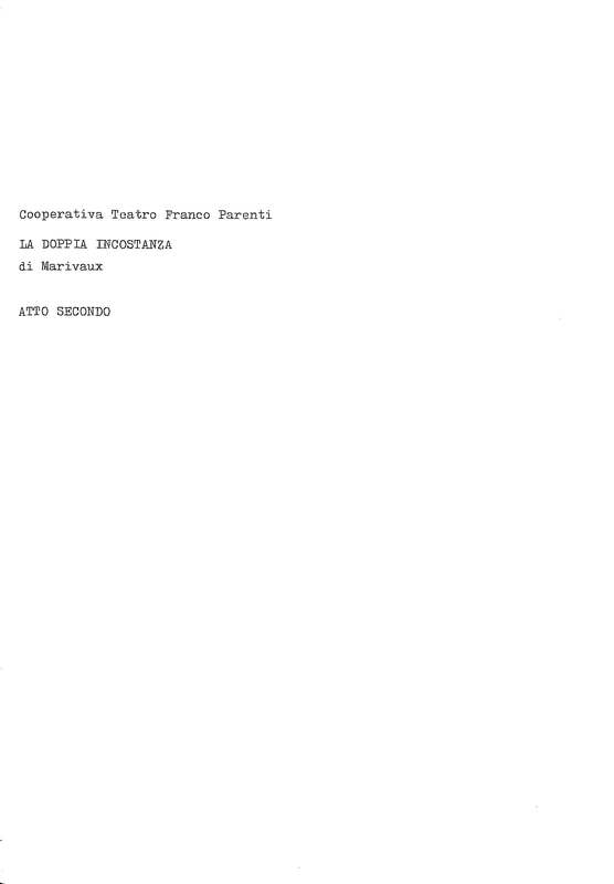 1978 : La doppia incostanza (Andrée Ruth Shammah) script