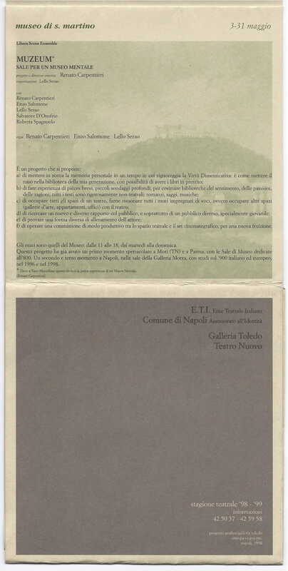 1998 : Le false confidenze (Toni Servillo), Programme 1998