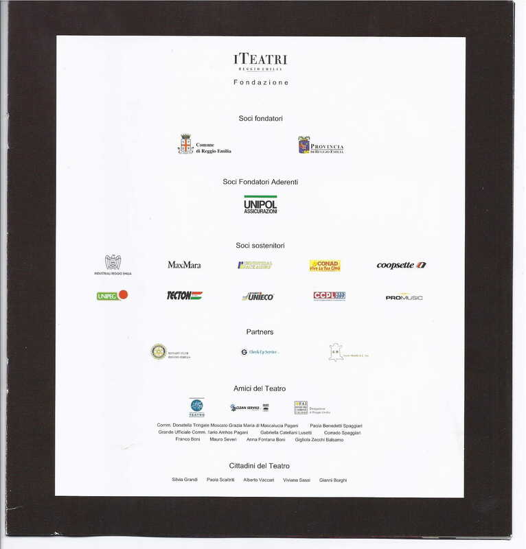 1998 : Le false confidenze (Toni Servillo), Programme (Reprises 2005-2007)