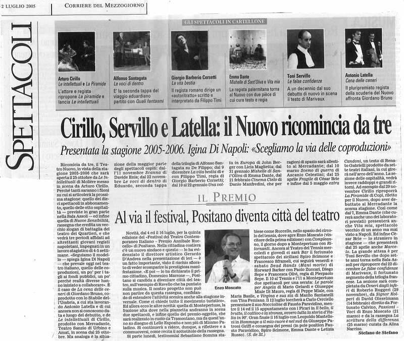 1998 : Le false confidenze (Toni Servillo), Revue de presse (Reprise 2005-2007)
