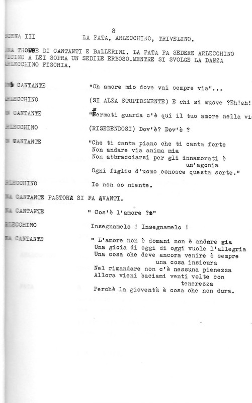 1988 : Arlecchino educato dall’amore (Marco Bernardi) script