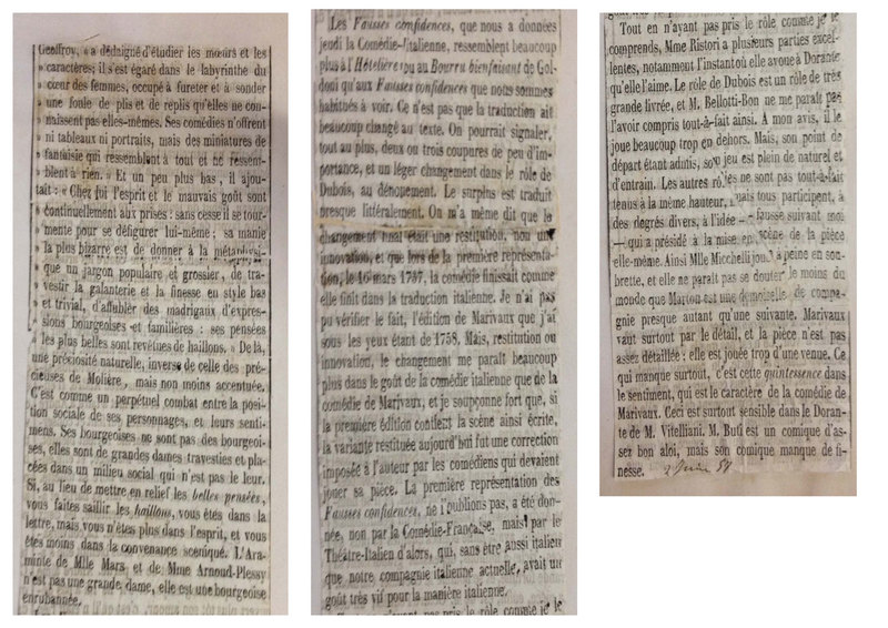 1857 : Le false confidenze, Revue de presse