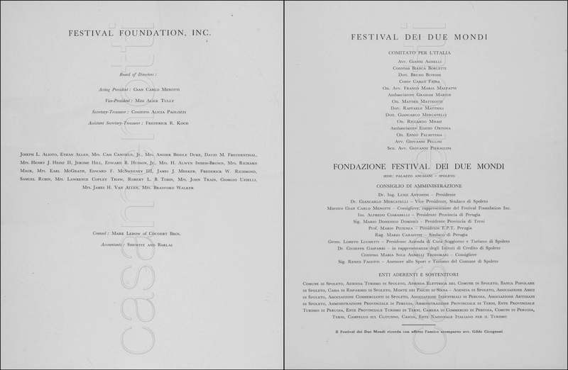 1971 : La finta serva ovvero il furbo punito, Programme du Festival de Spoleto