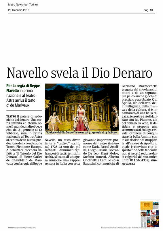 2015 : Il trionfo del dio denaro, Revue de presse