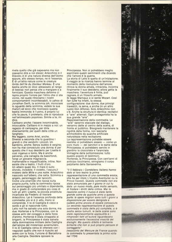 1985 : Il trionfo dell’amore, Programme