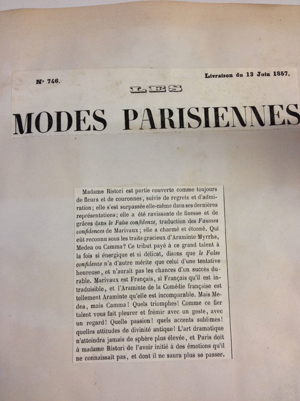 1857 : Le false confidenze, Revue de presse