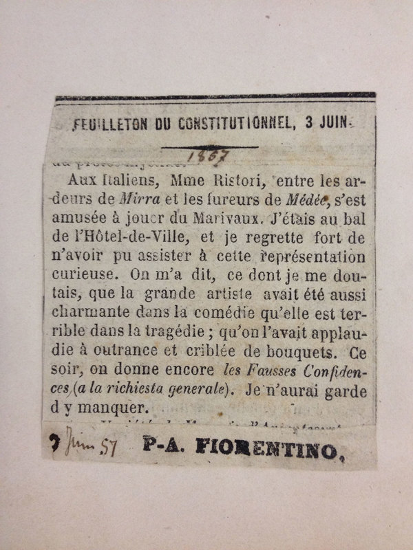 1857 : Le false confidenze, Revue de presse