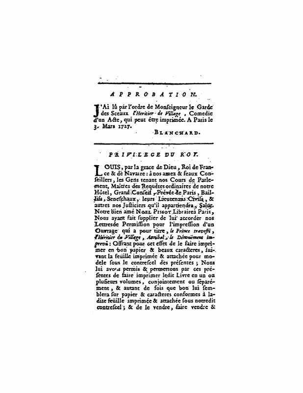 1729 : L’héritier de village