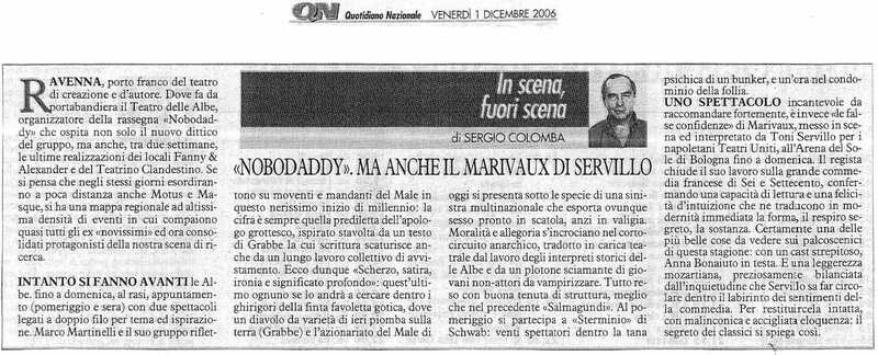 1998 : Le false confidenze (Toni Servillo), Revue de presse (Reprise 2005-2007)