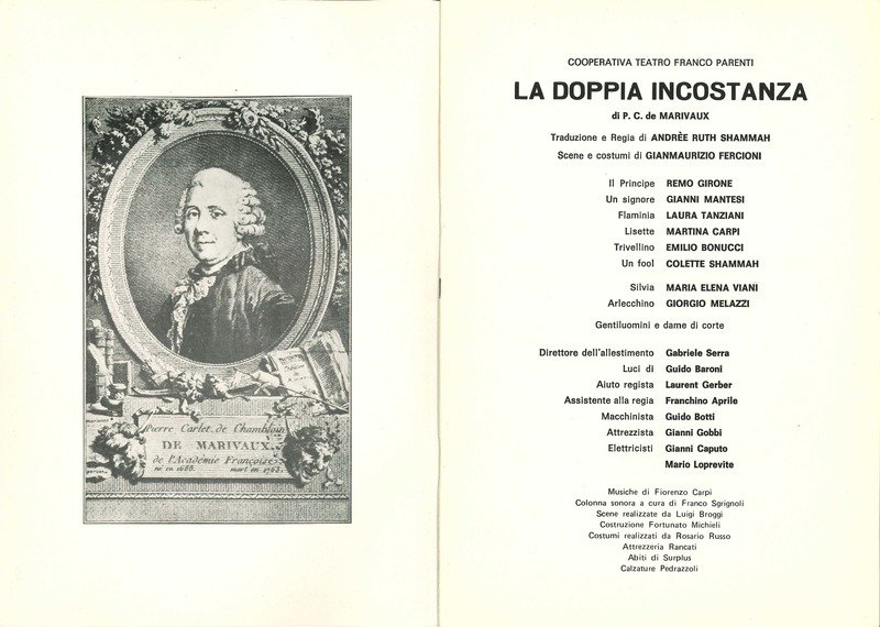 1978 : La doppia incostanza (Andrée Ruth Shammah) programme (reprise?)