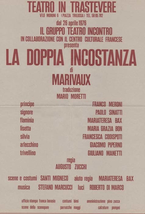 1976 : La doppia incostanza, Affiche