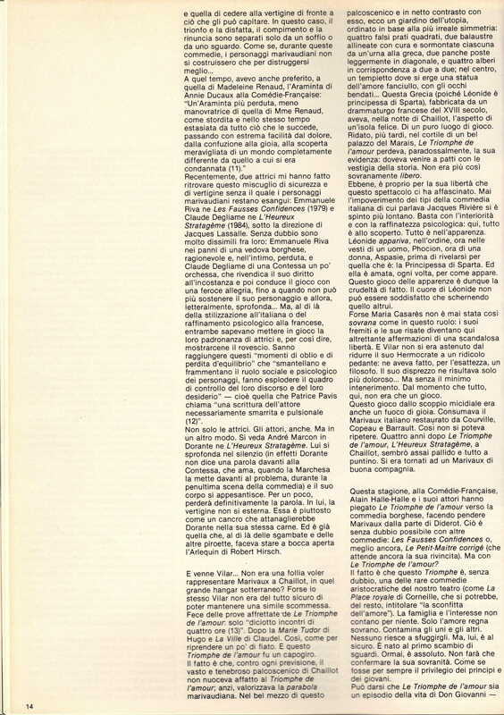 1985 : Il trionfo dell’amore, Programme