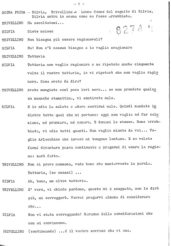 1978 : La doppia incostanza (Andrée Ruth Shammah) script