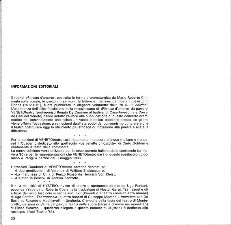 1989 : La sorpresa dell’amore (Sandro Sequi)