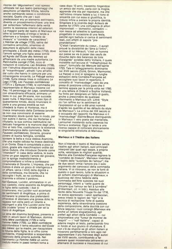 1985 : Il trionfo dell’amore, Programme