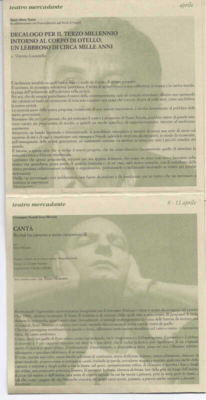 1998 : Le false confidenze (Toni Servillo), Programme 1998