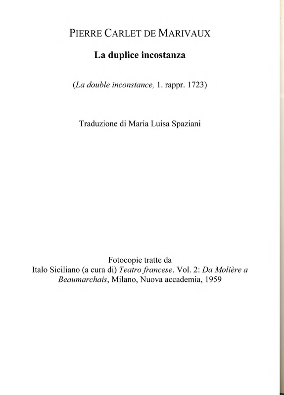 1959 : La duplice incostanza (Marcello Spaziani)
