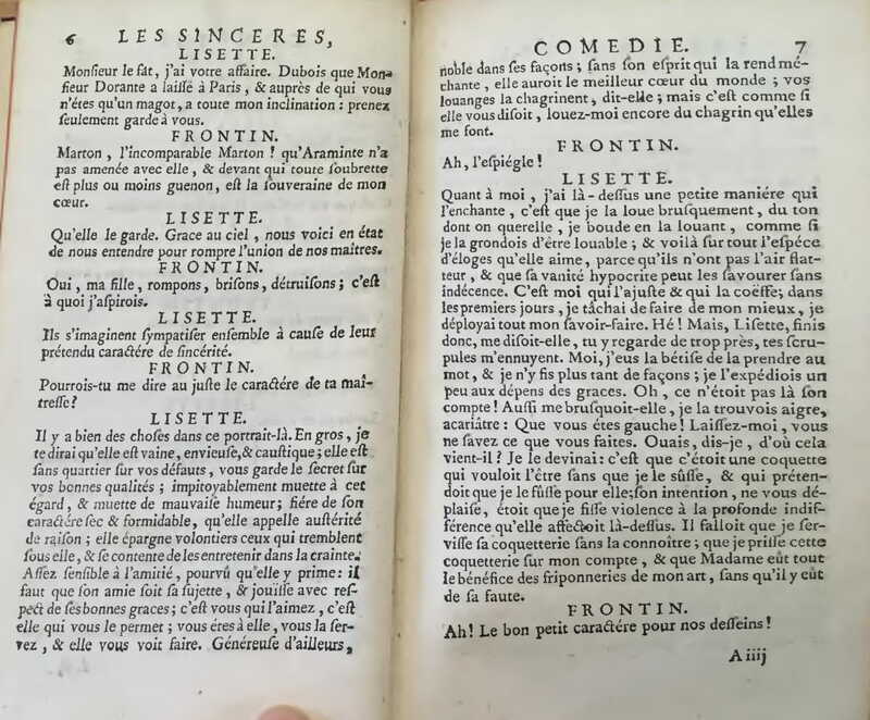 1739 : Les sincères