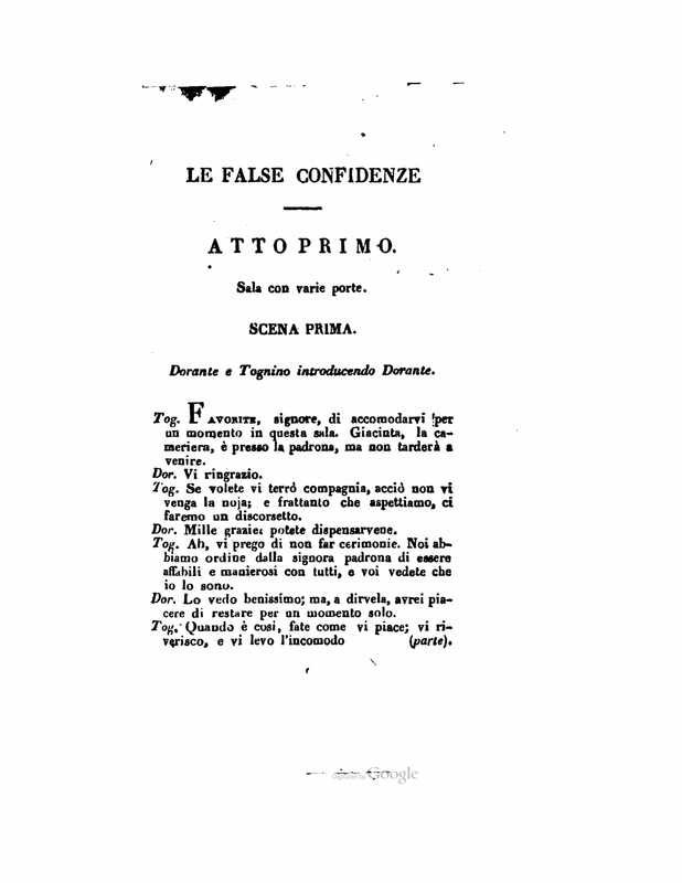 1833 : Le false confidenze