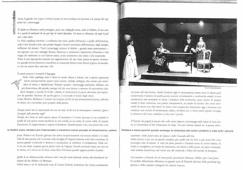 1998 : Le false confidenze (Toni Servillo), Revue de presse