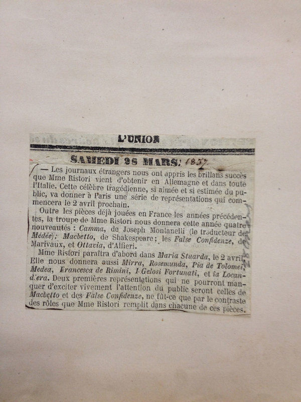 1857 : Le false confidenze, Revue de presse