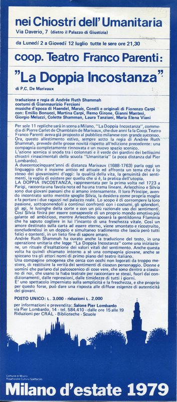 1978 : La doppia incostanza (Andrée Ruth Shammah) affiche (reprise)