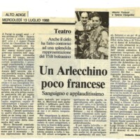 1988 : Arlecchino educato dall’amore (Marco Bernardi) revue de presse (reprises)