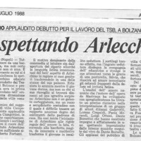 1988 : Arlecchino educato dall’amore (Marco Bernardi) revue de presse