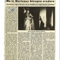 1988 : Arlecchino educato dall’amore (Marco Bernardi) revue de presse (reprises)