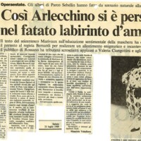 1988 : Arlecchino educato dall’amore (Marco Bernardi) revue de presse (reprises)