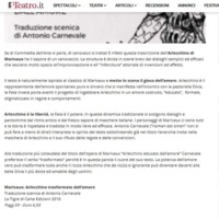 2016 : Arlecchino trasformato dall’amore(Antonio Carnevale) revue de presse