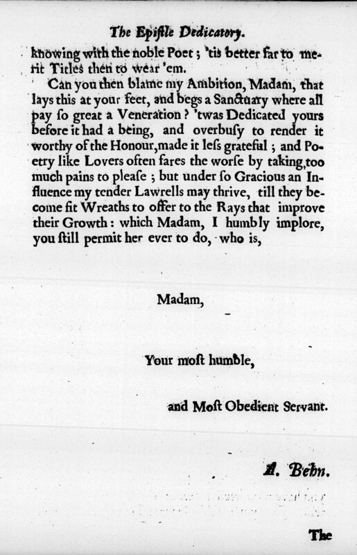 Dédicace de The feigned curtezans