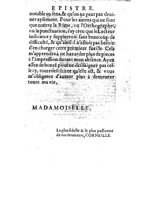 Dédicace de L'Illusion comique Dédicace de L'Illusion comique
