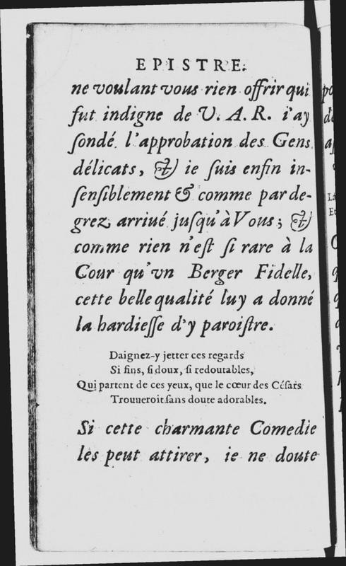 Dédicace de l'acte V du Berger fidèle