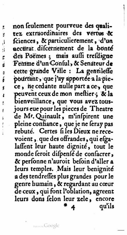 Dédicace de Le Théâtre de M. Quinault Dédicace de Le Théâtre de M. Quinault