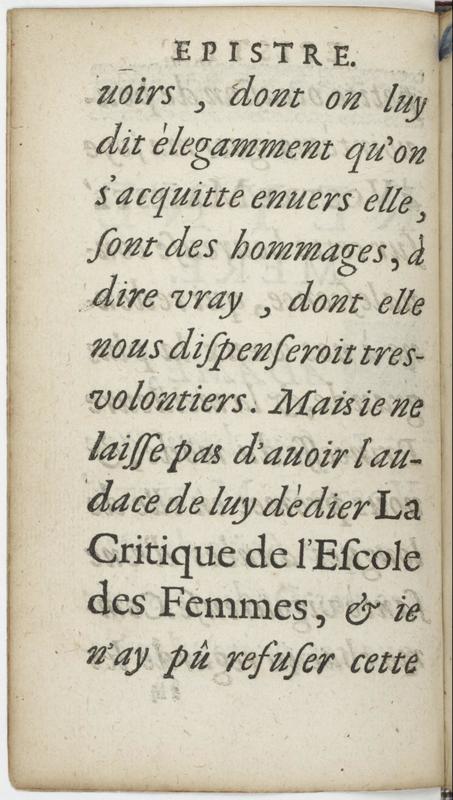 Dédicace de La Critique de l'Ecole des femmes Dédicace de La Critique de l'Ecole des femmes