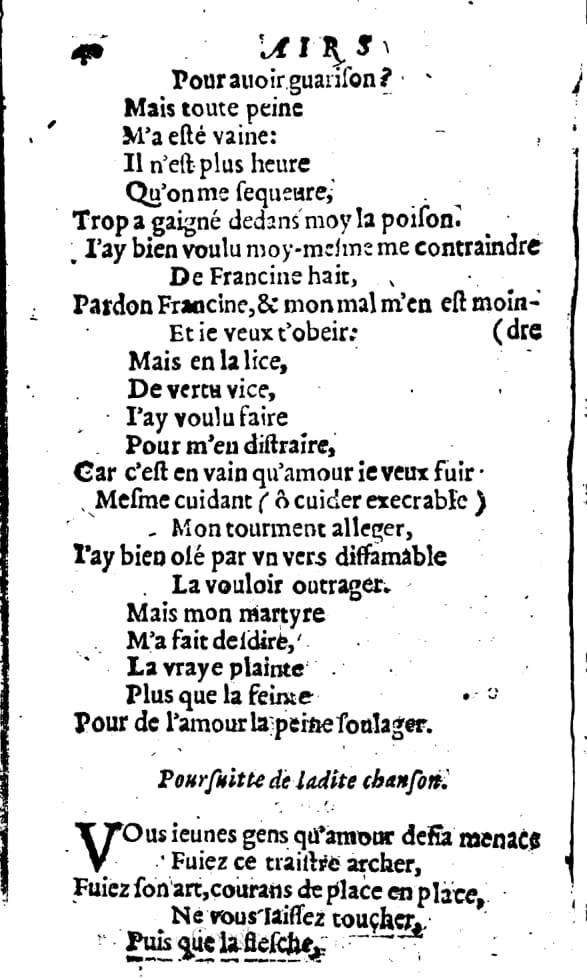 1606 - Théodore Reinsart - Trésor des chansons amoureuses recueillies des plus excellents airs de cour - Livre I - NK ČR Prague