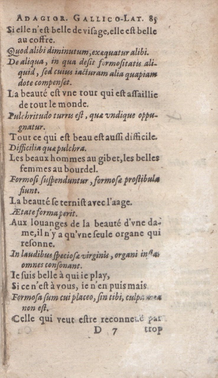 1612 - Dominicus Custos - Trésor des proverbes français  - Bibliopol-Olomuc