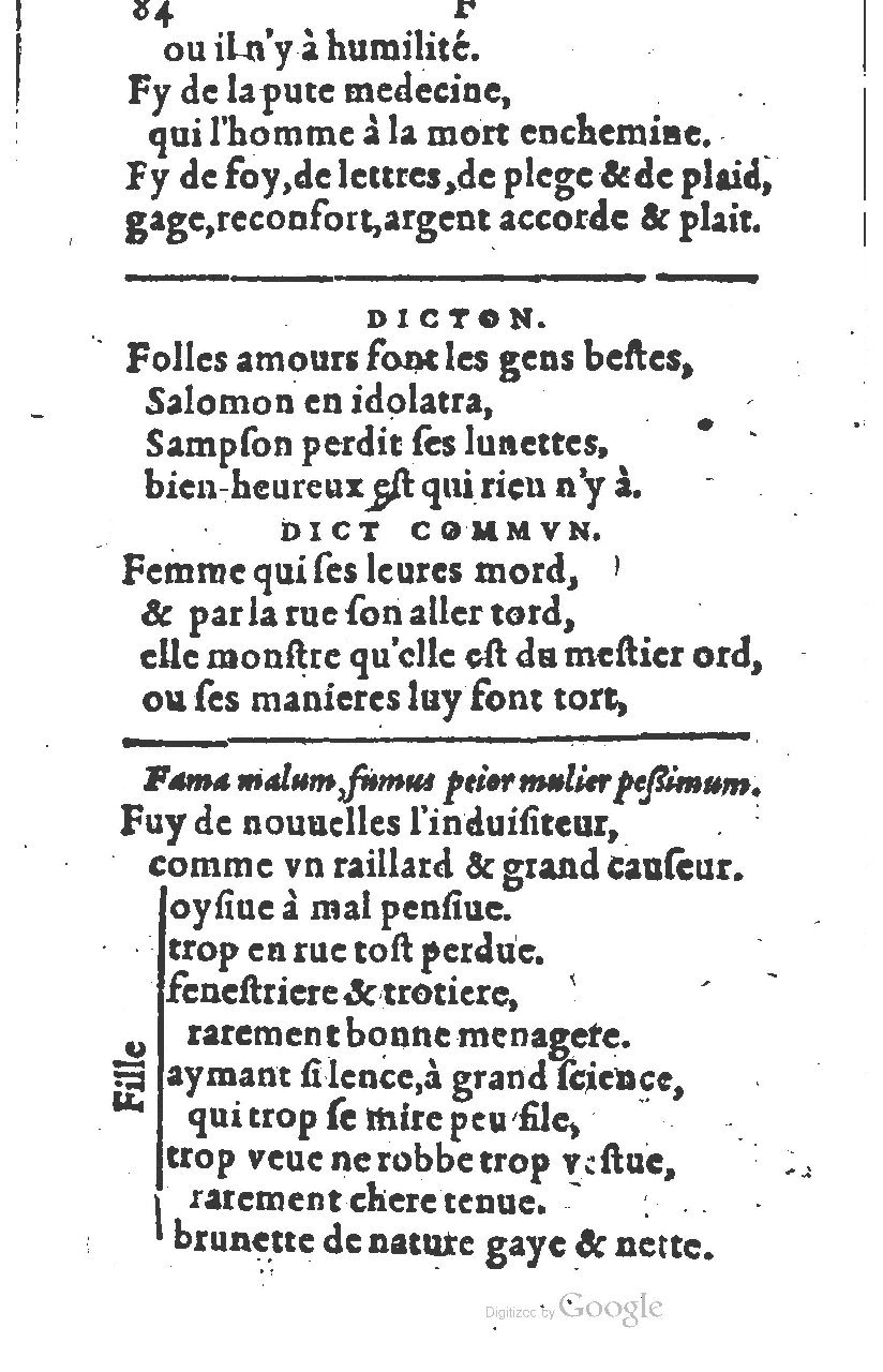 1581 - Nicolas Bonfons  - Trésor des sentences dorées - Princeton