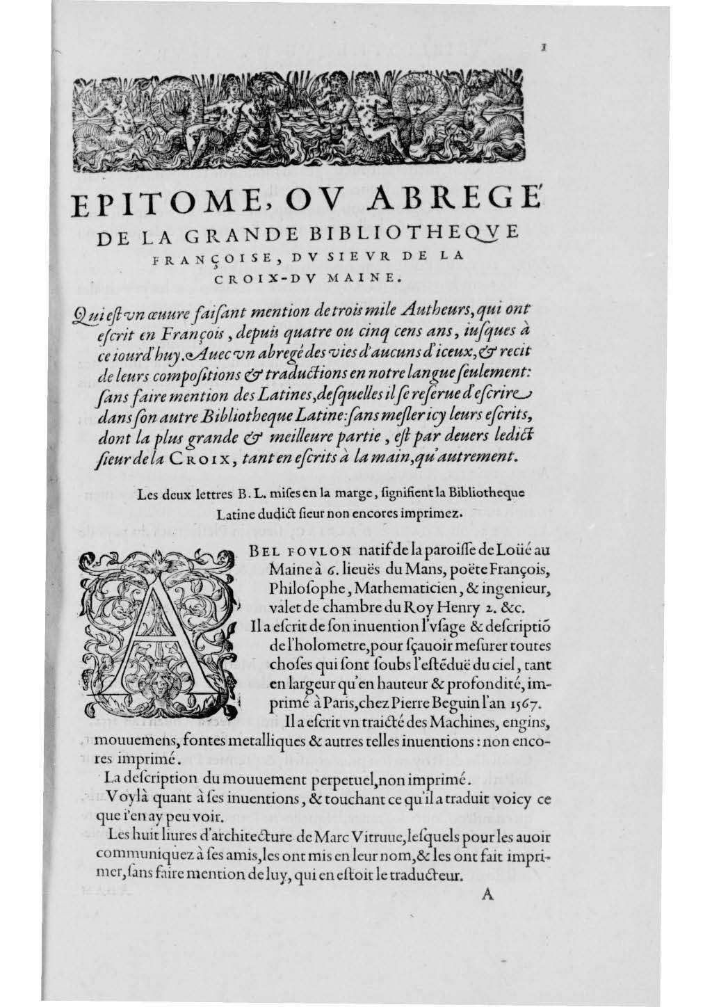 1584 - Abel L&#039;Angelier - Bibliothèques françaises - BnF