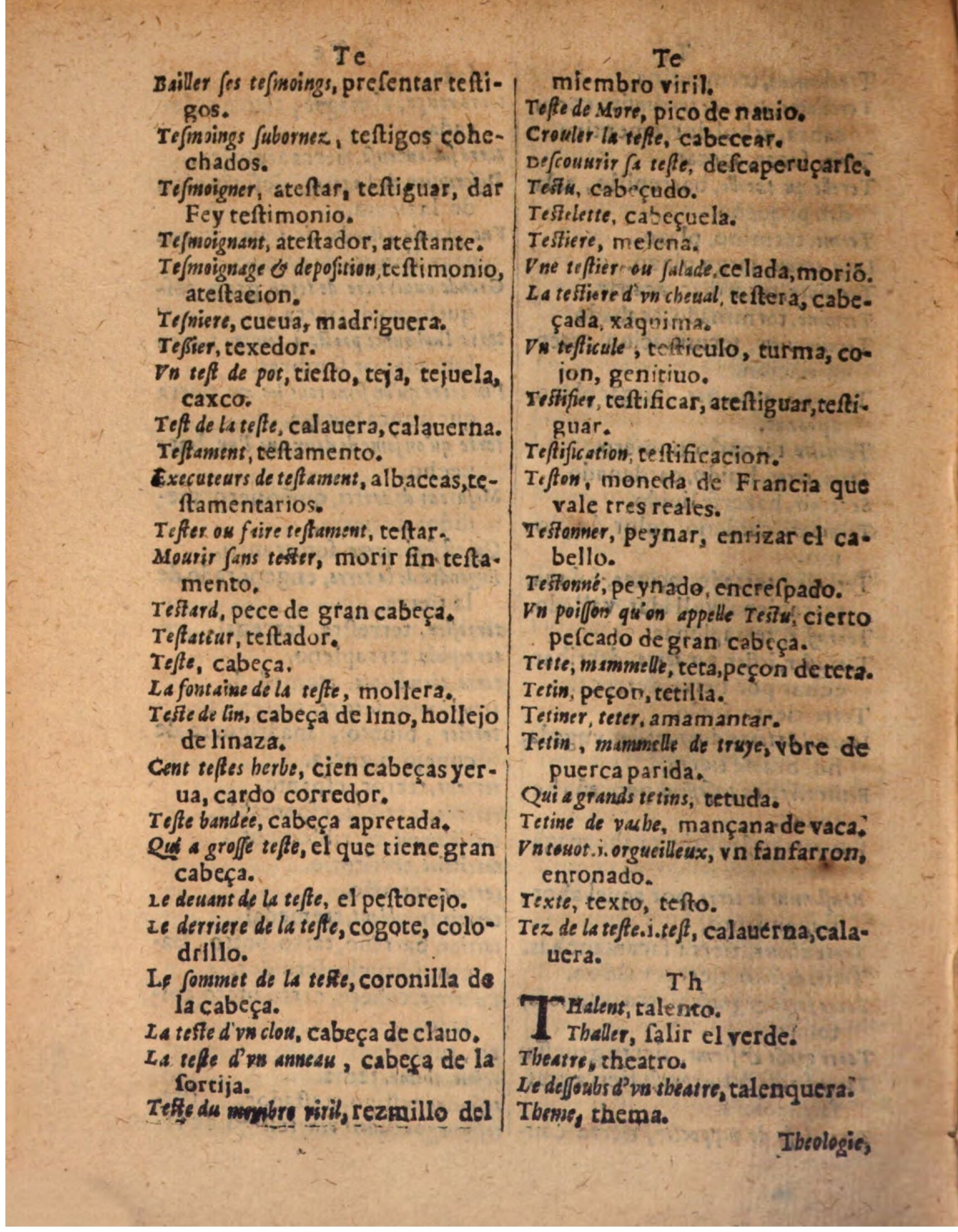 1624 - Hubert Antoine - Trésor des deux langues espagnole et française (Seconde partie) - BSB Munich