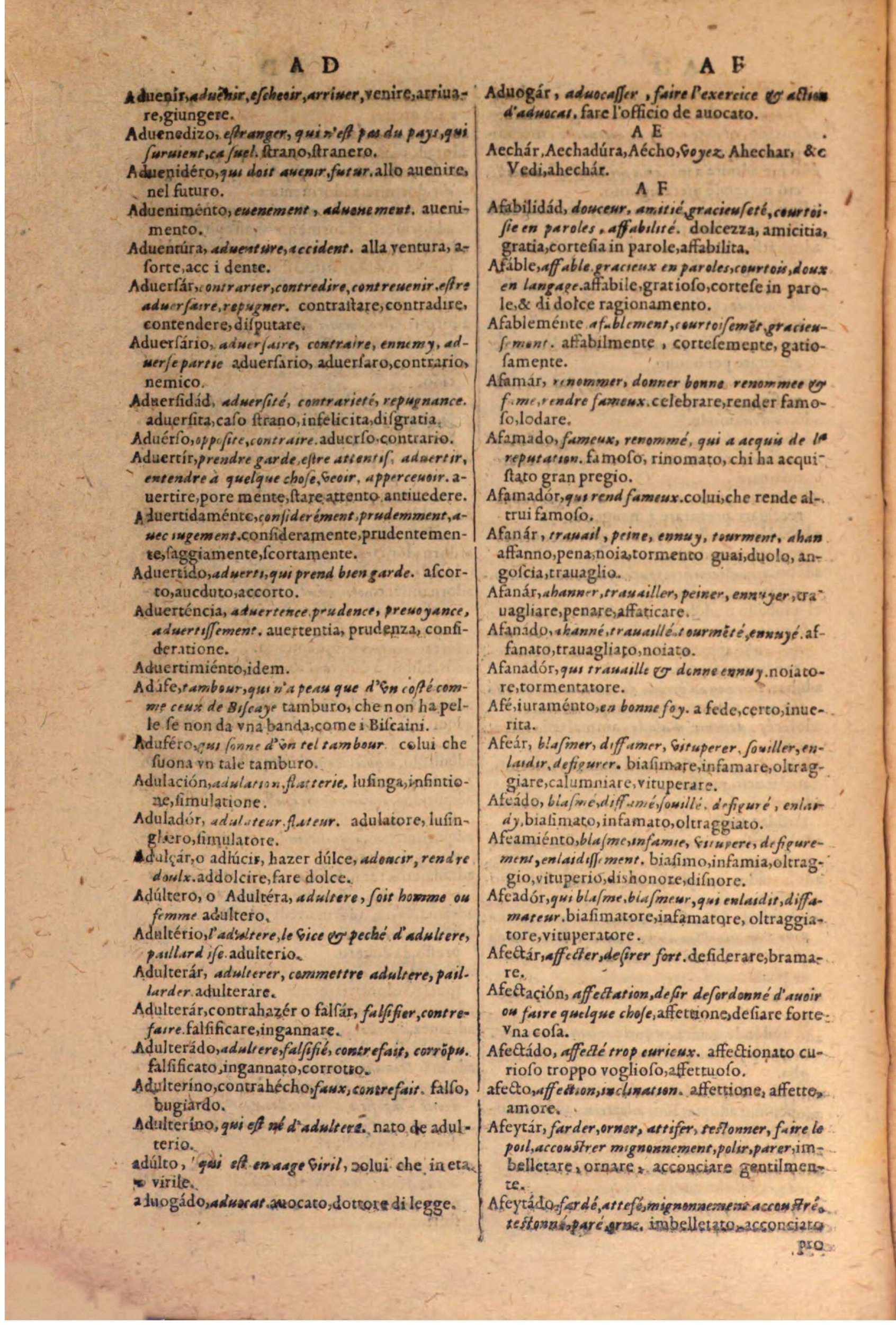 1606 - Samuel Crespin - Thresor des trois langues, francoise, italiene et espagnolle - BSB Munich