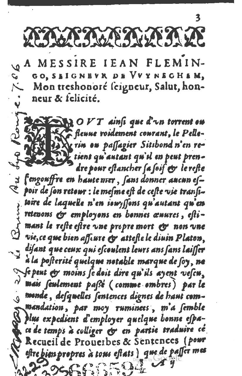 1581 - Nicolas Bonfons - Trésor des sentences dorées - Princeton 1581 - Nicolas Bonfons - Trésor des sentences dorées - Princeton