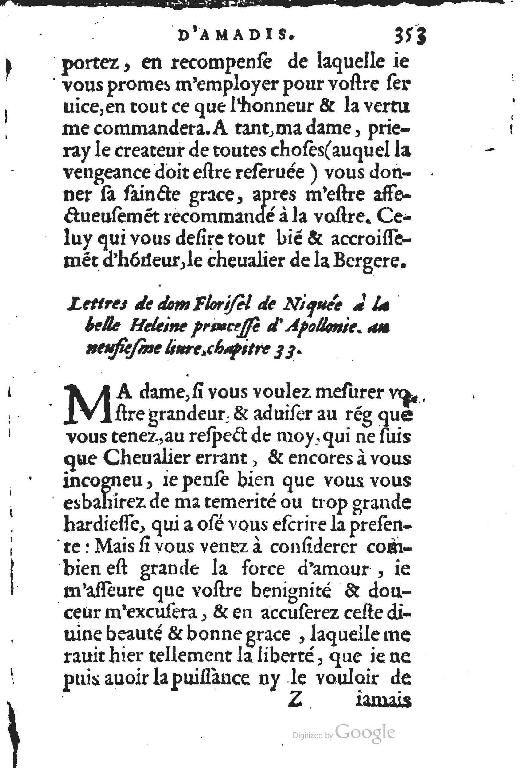 1560 - Jean d’Ogerolles et Gabriel Cotier Lyon - Trésor des Amadis - BSB Munich