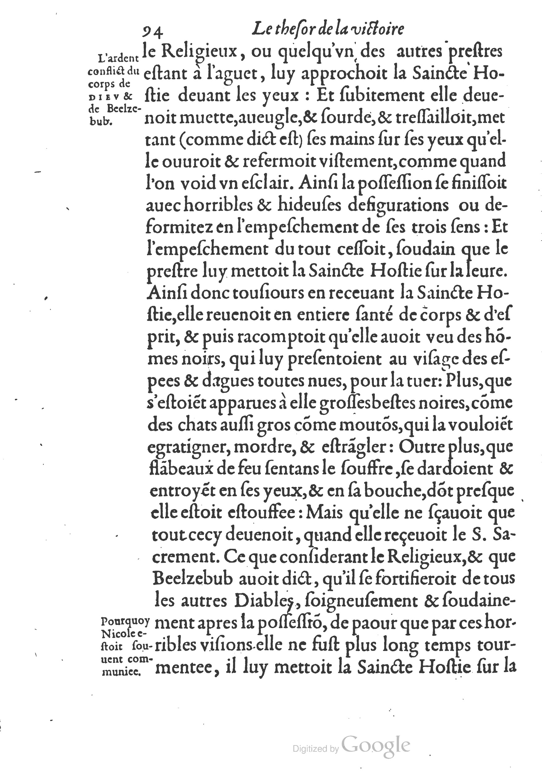 1578 - Nicolas Chesneau - Trésor et entière histoire de la triomphante victoire du corps de Dieu sur l’esprit malin - British Library 1578 - Nicolas Chesneau - Trésor et entière histoire de la triomphante victoire du corps de Dieu sur l’esprit malin - British Library