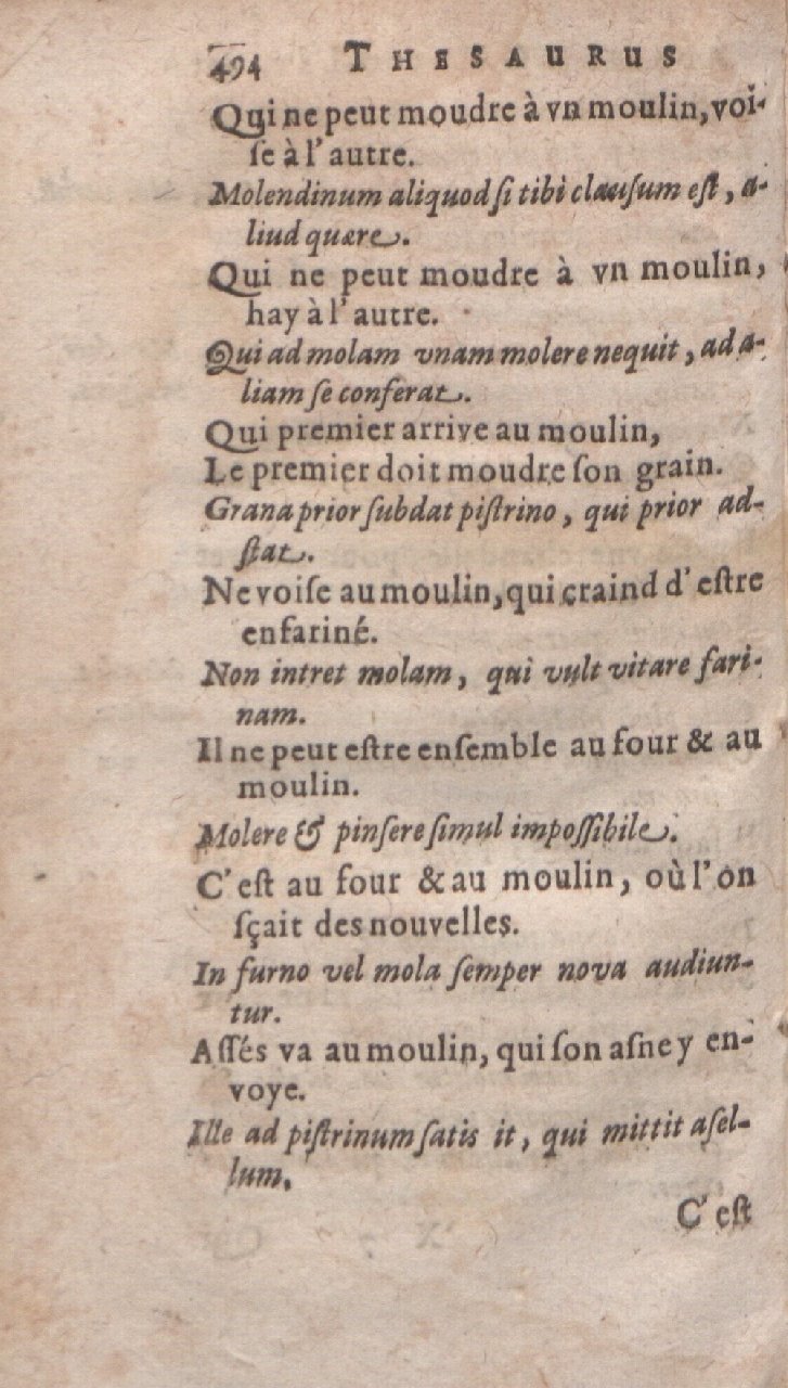 1612 - Dominicus Custos - Trésor des proverbes français  - Bibliopol-Olomuc