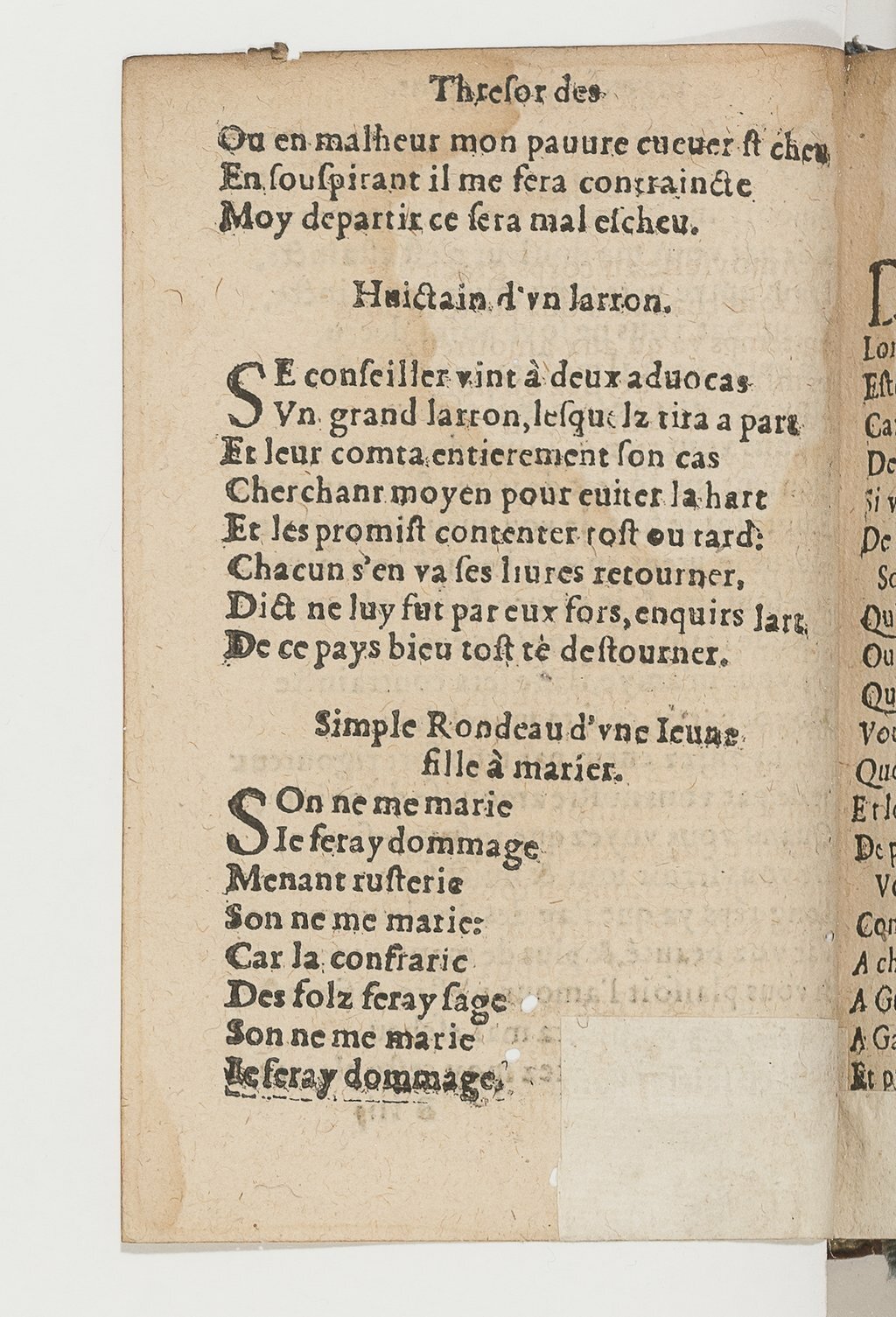 1568c. - Veuve Jean Bonfons - Trésor des joyeuses inventions du parangon de poésies - BnF Arsenal
