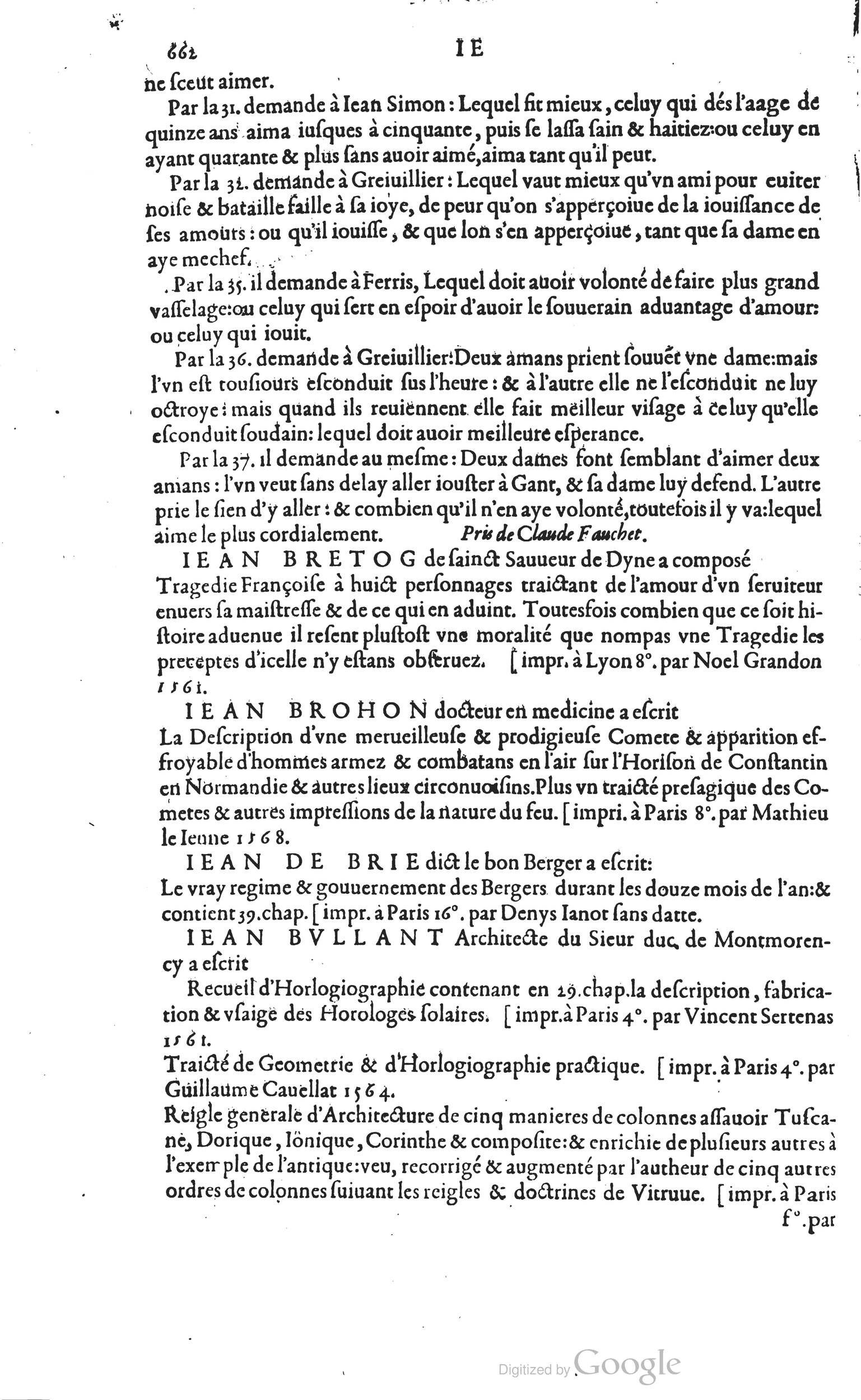 1585 - Barthélemy Honorat - Bibliothèques françaises - BSB Munich