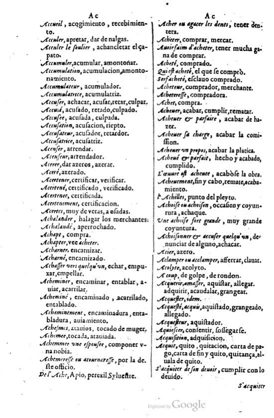 1621 - Adrian Tiffaine - Trésor des deux langues espagnole et française - BM Lyon