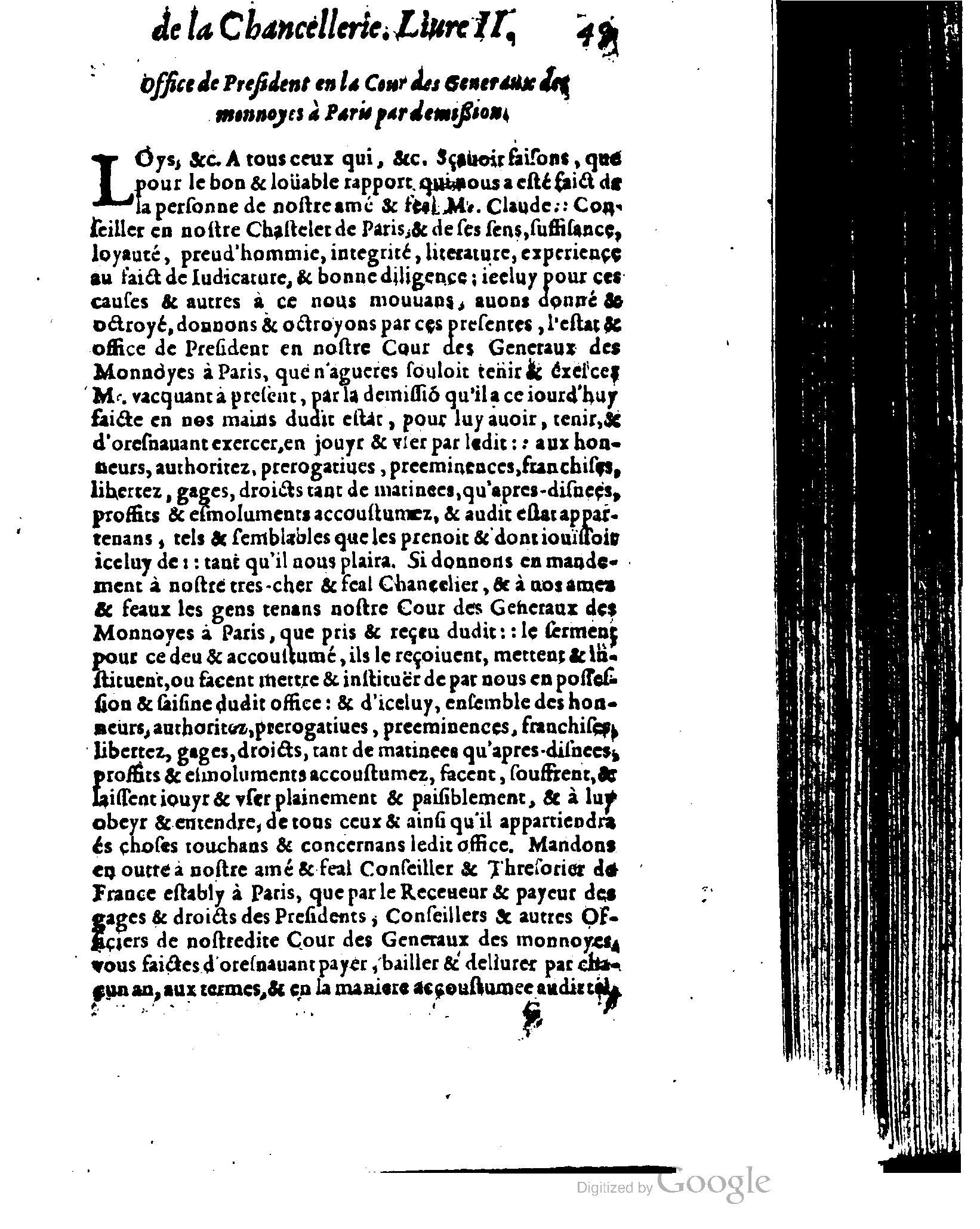 1614 - Jean Richer - Trésor du nouveau style et protocole de la chancellerie de France - BSB Munich